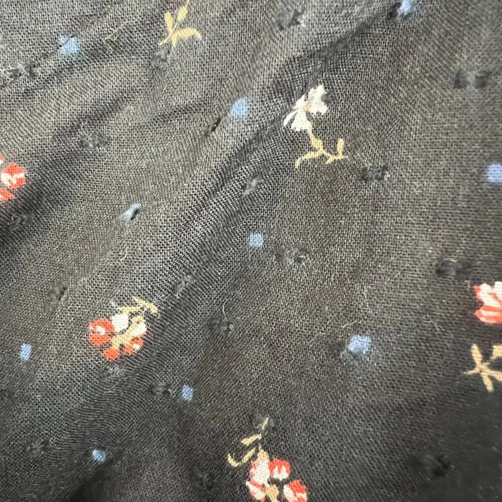 Madewell Black Floral Wrap Blouse